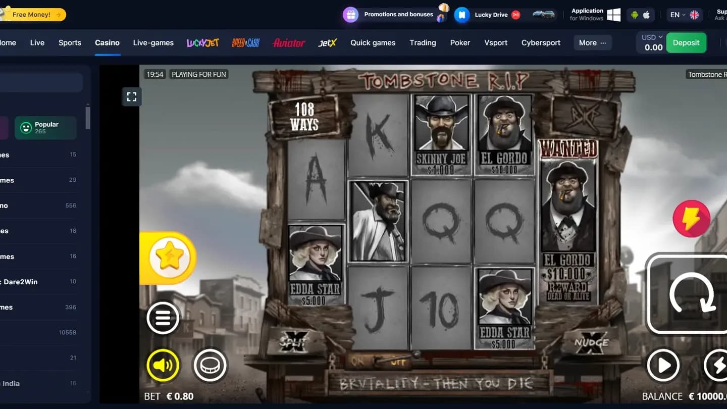 Tombstone R.I.P. at 1win